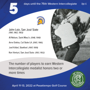 5 days to the 75th Western Intercollegiate: 5 = The number of players to earn Western Intercollegiate medalist honors two or more times (list and photo included)