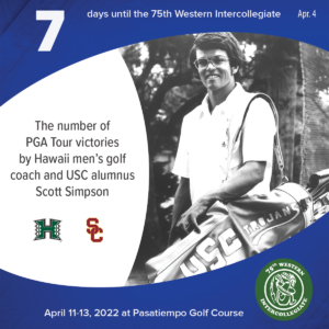 7 days to the 75th Western Intercollegiate: 7 = The number of PGA Tour victories by Hawaii men's golf coach and USC alumnus Scott Simpson
