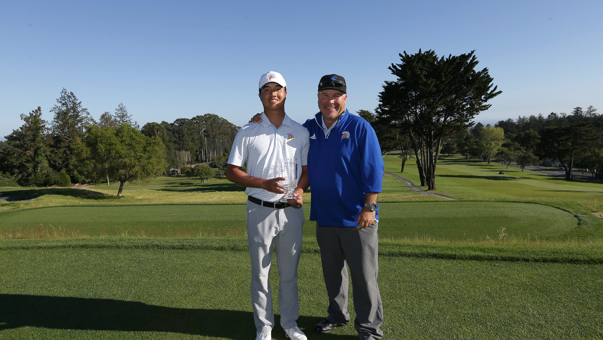 2nd Place Individual Sean Yu of San Jose State, with Head Coach John Kennaday
