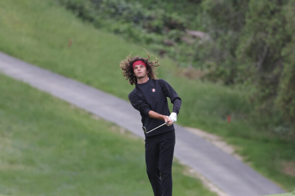 Jake Beber-Frankel of Stanford watches his ball flight.