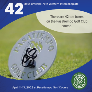 42 days to the Western Intercollegiate: 42 = There are 42 tee boxes at the Pasatiempo Golf Club course.