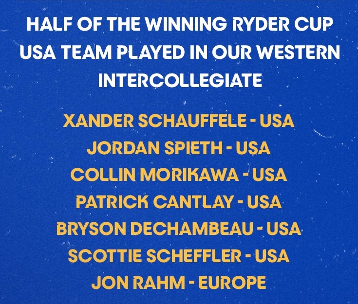 Half of the winning 2021 Ryder Cup USA Team played in our Western Intercollegiate