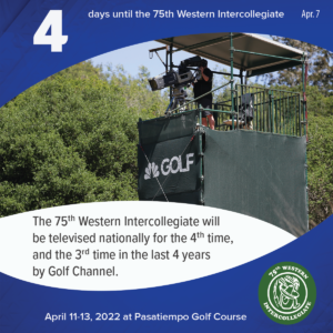4 days to the 75th Western Intercollegiate: 4 = The 75th Western Intercollegiate will be televised nationally for the 4th time, and the 3rd time in the last 4 years by Golf Channel.